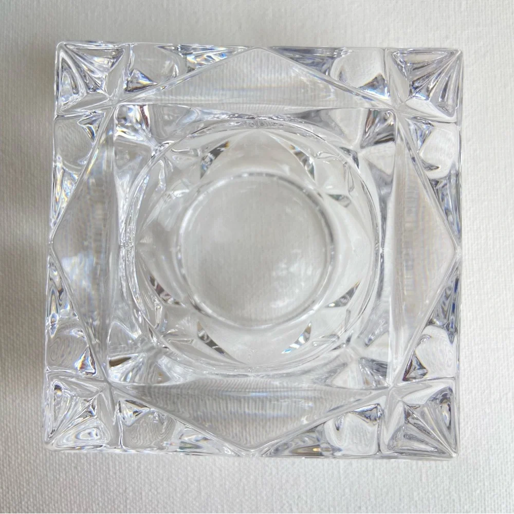PartyLite Quad Prism lead crystal clear candle holder votive or tealight P0129
